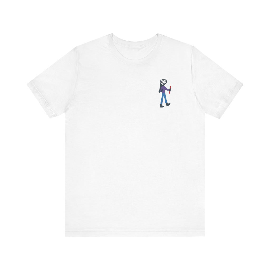 girl with stick printed tee drawn by vivi