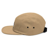 girl with stick embroidered five panel hat