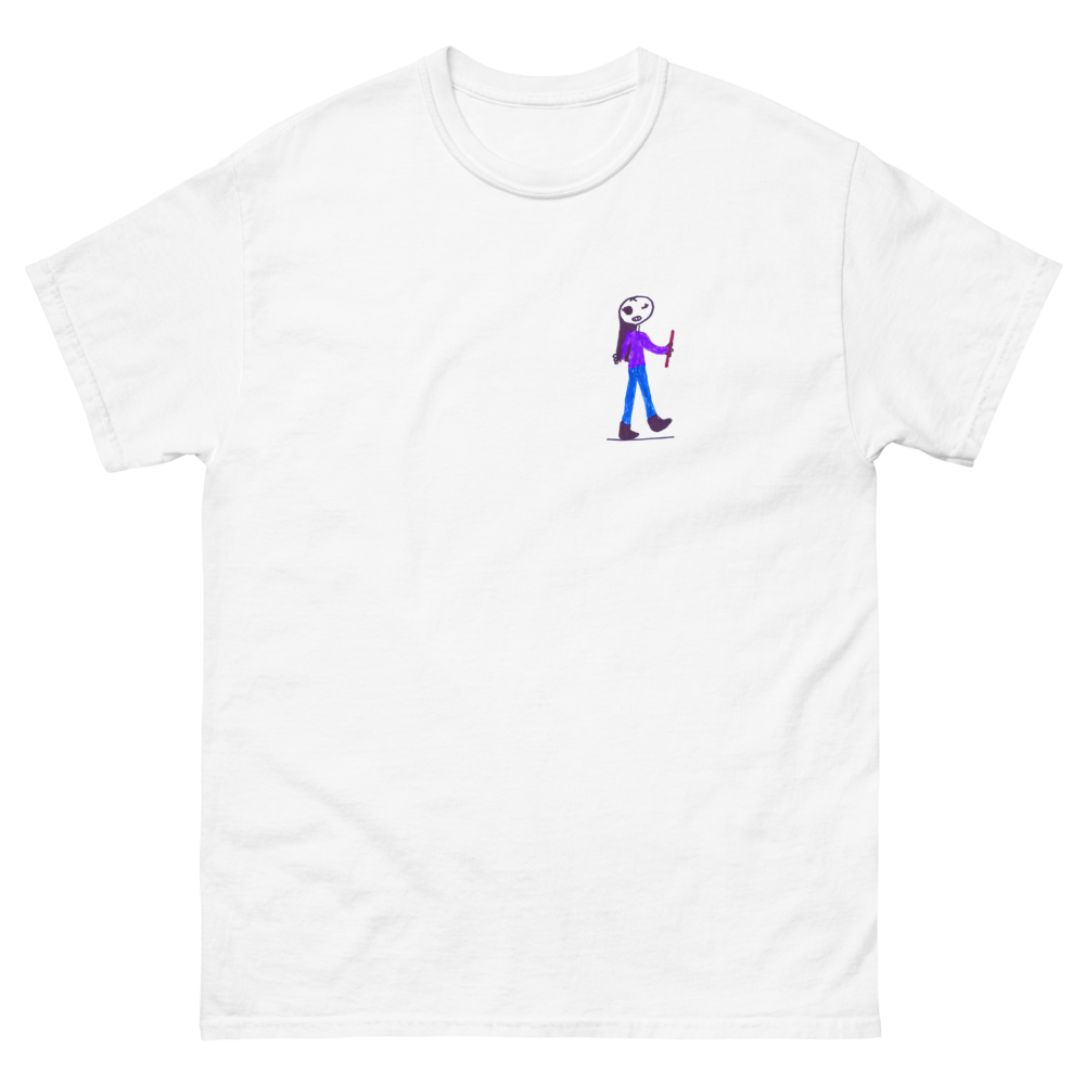 girl with stick printed heavyweight tshirt