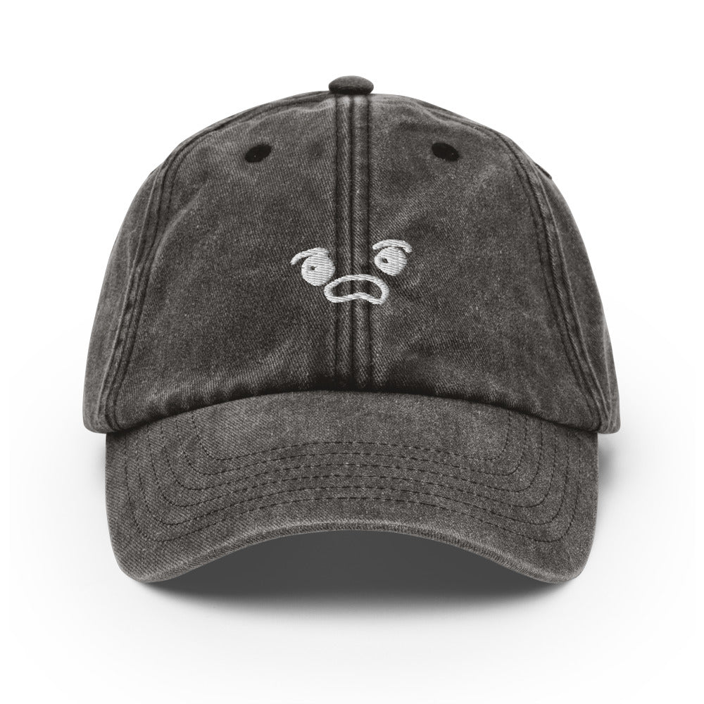 face 8 - embroidered vintage hat